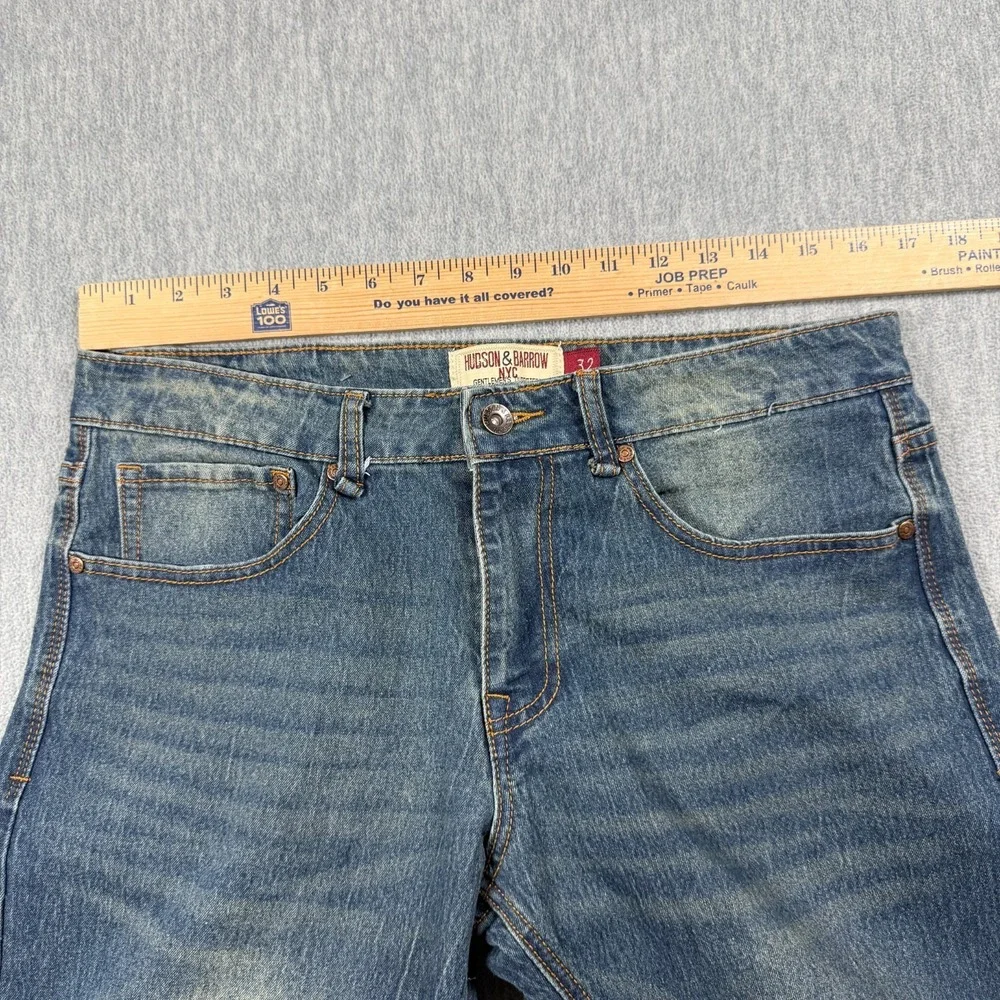 Hudson & Barrow Jeans Mens 32x32 Blue Slim Stretch Denim Straight Leg Casual Pan